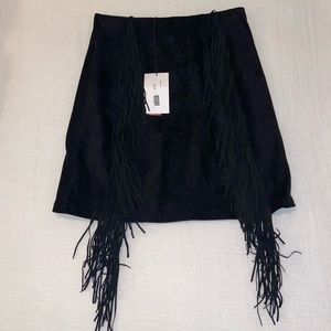 Black Fringe Mini Skirt size S